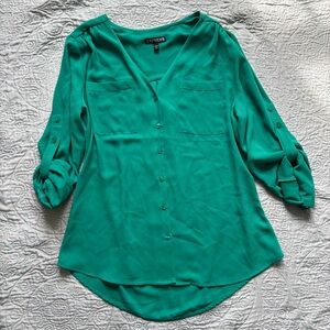 Express Women's Vibrant Green Blouse